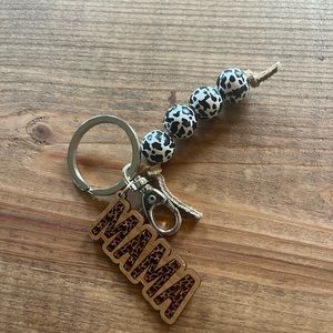 MAMA cheetah Print Keychain